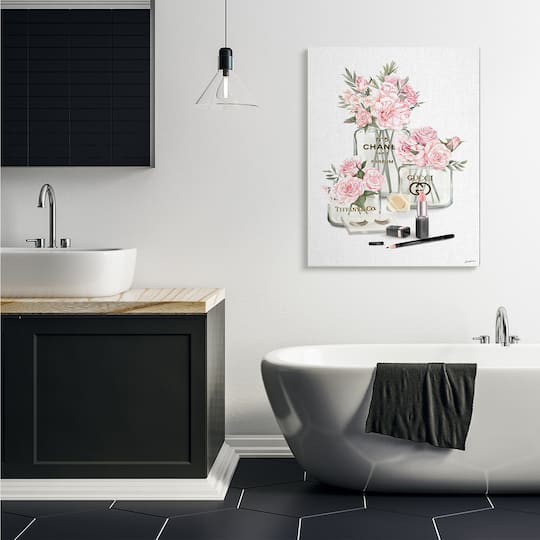Stupell Industries Pink Rose Florals in Glam Fashion Jars Canvas Wall Art